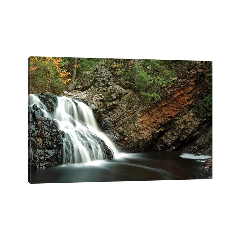 Waterfall In Autumn, Nova Scotia, Canada - Horizontal by Scott Leslie - Wrapped Canvas Poster, 152.5 cm H x 101.5 cm W