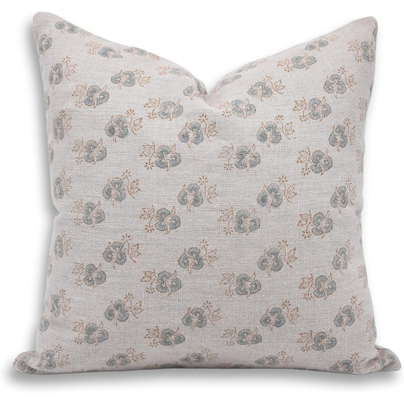 Housse de coussin imprimée à la main à motif de blocs Boho Farmhouse - Chitranjan, Carré, H 16 po x l 16 po