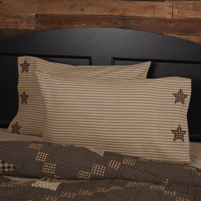 Farmhouse Star 100% Cotton Striped Pillowcase
