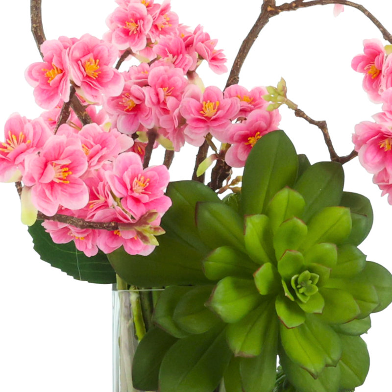 Cherry Blossom and Succulent Arrangement