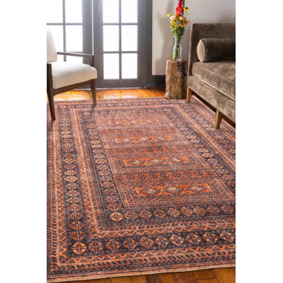 Tapis décoratif brun en polyester tissé à la machine