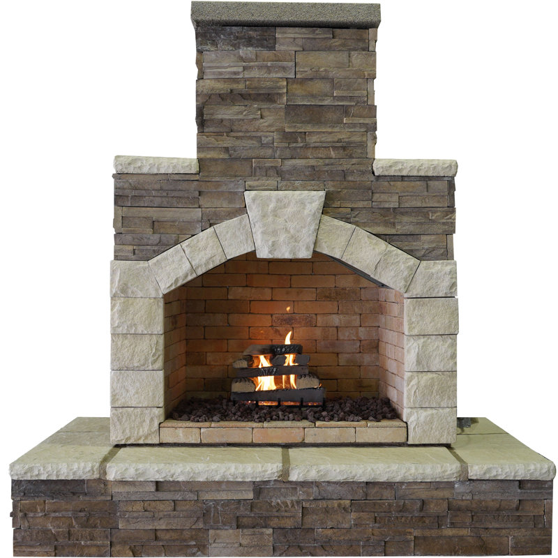 Rectangle Stone Propane Smokeless Outdoor Fireplace