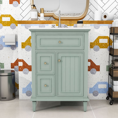 Modern Bathroom Vanity with Smooth Sink, Overflow Protection and Ample Storage