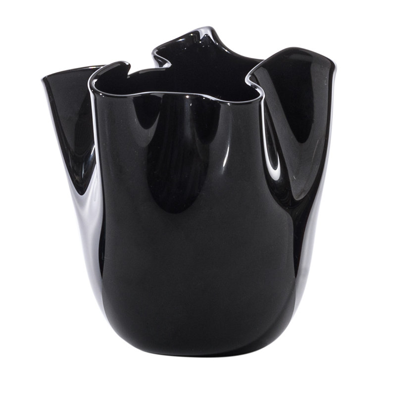 Venini Fazzoletto Vase, 5.31" H x 5.31" W x 5.31" D, Black