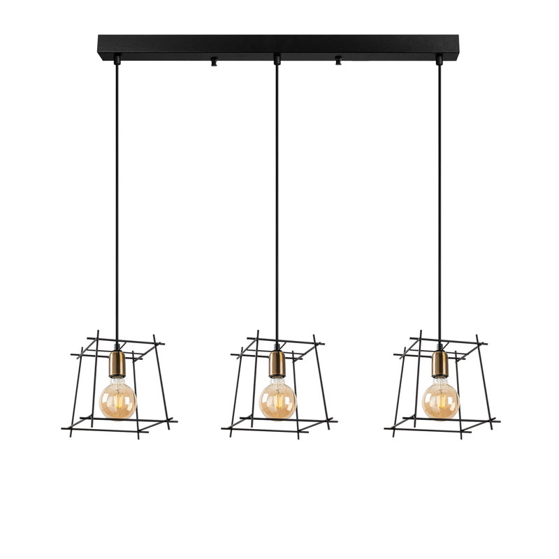 Luminaire suspendu géométrique à 3 lumières pour îlot de cuisine Hullinger