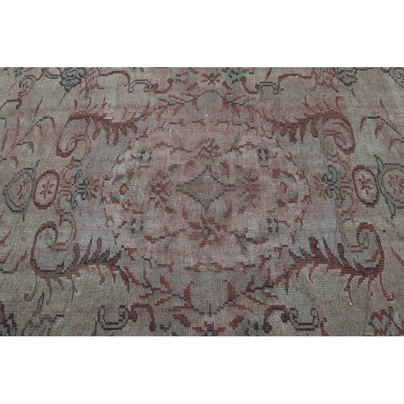 Tapis turc vintage fabriqué à la main en vert pour un décor de salon bohémien avec un tissage authentique