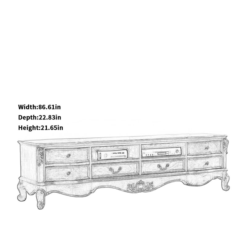 Meuble télé brun, H 21,65 po x L 86,61 po x l 22,83 po
