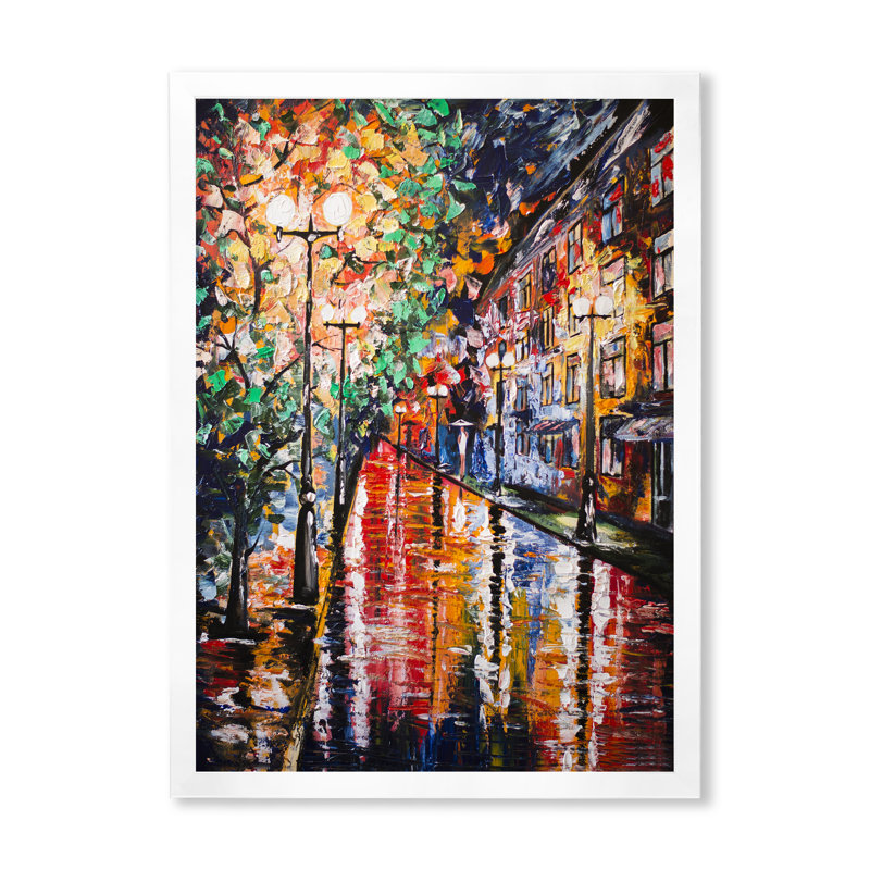 Paris Street Under Rain - Peinture, H 20 po x l 12 po x P 1 po, Cadre photo blanc