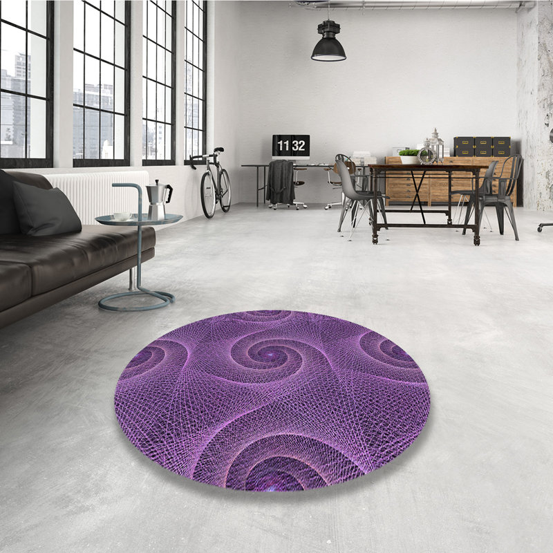 Tapis mauve tissé à la machine, Rond 3 pi