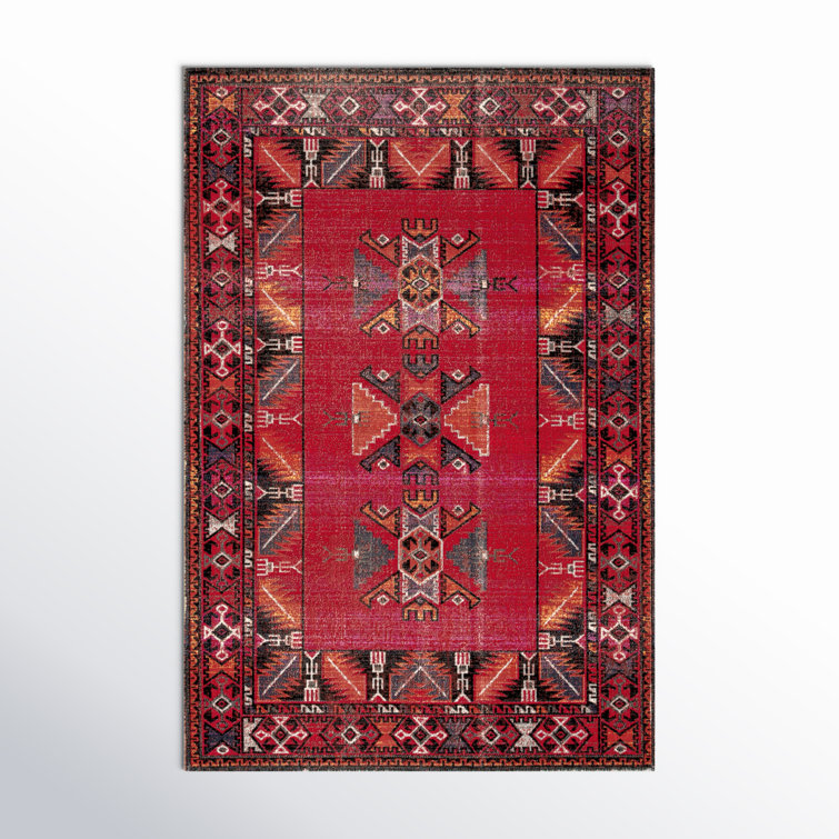 Halstead Global Inspired Power Loom Red/Pink/Yellow/Black Indoor / Outdoor Area Rug