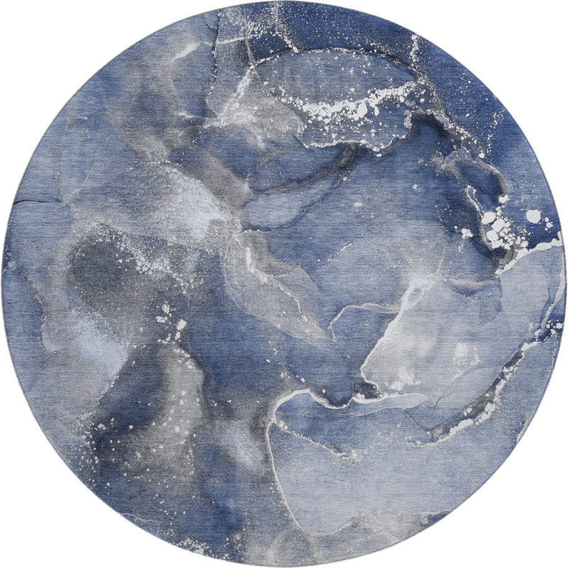 Premium Machine Washable Cerrito AMF518 Navy Rug, Round 8'