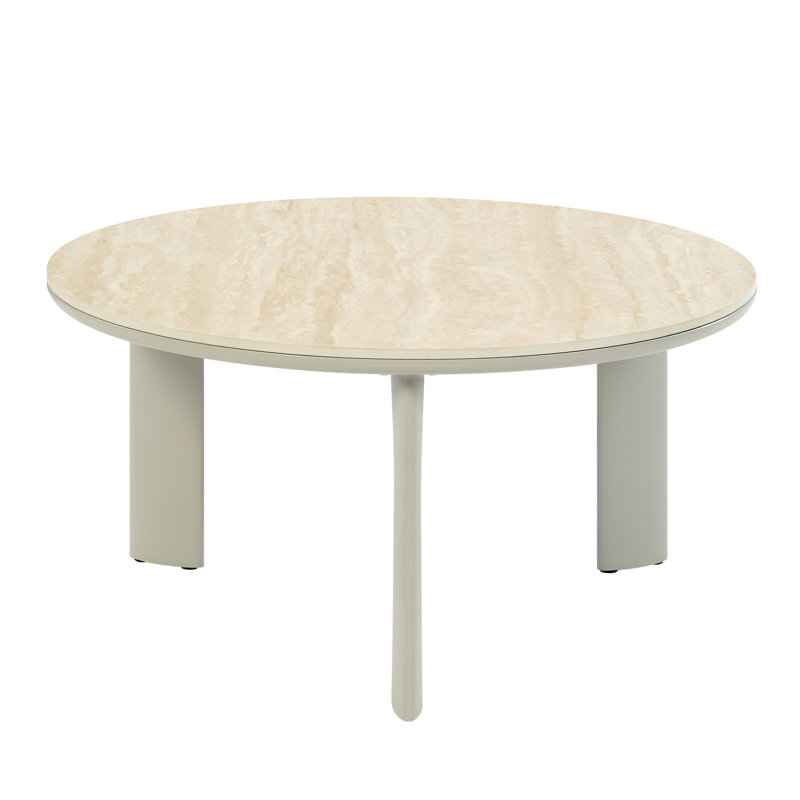 Table basse en céramique grise, offrant une option élégante et robuste avec une structure stable