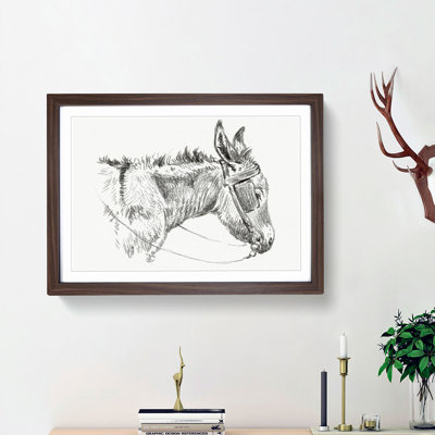 The Head of a Donkey by Jean Bernard - Picture Frame Drawing Print on MDF