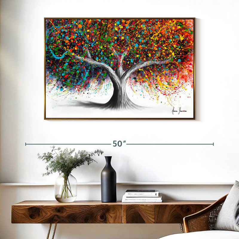 Tree Of Celebration, 40" X 27", Floating Frame Gold