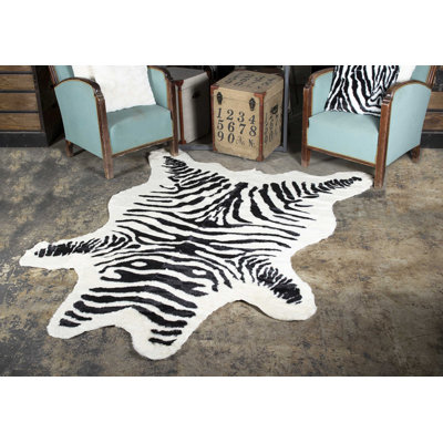 Zebra Black And White Print Area Rug