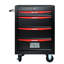 Coffre en métal à 4 outils - Armoire coulissante à roulement de 20 po, noir et rouge, acier, 4 pièces, serrure pivotante pour outils supplémentaire incluse