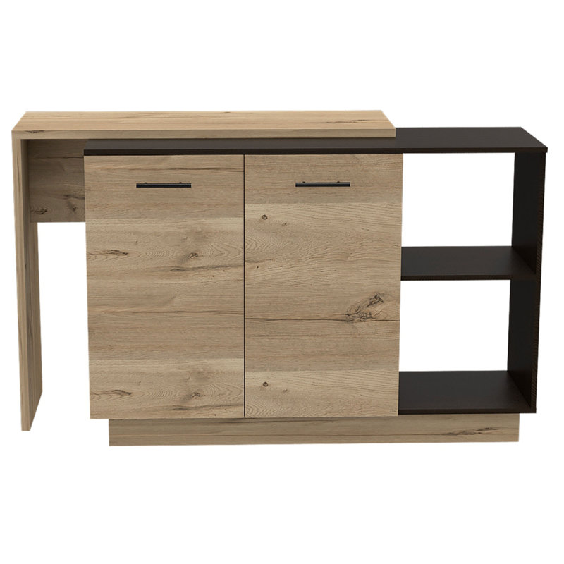 Stylish Kitchen Island with Abundant Storage and Versatile Functionality, Black/Natural