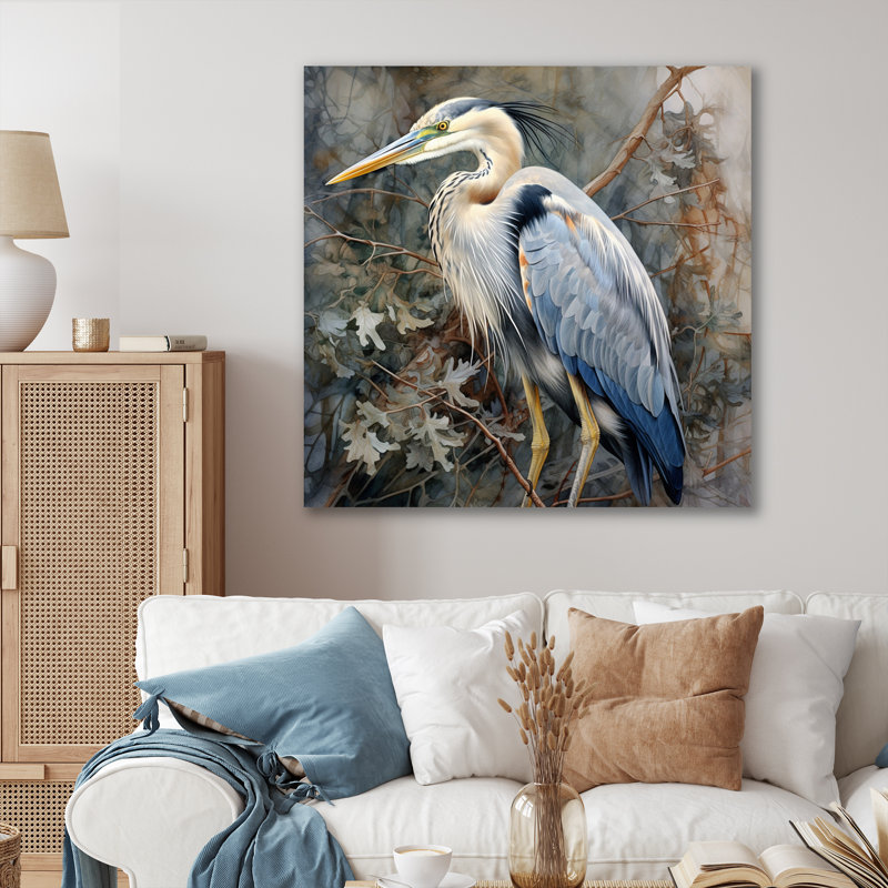 Graceful Heron Waterbird I - Heron, impressions encadrées, H 16 po x l 16 po x P 1 po, Toile tendue