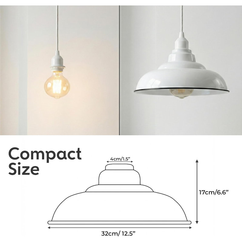 17cm H Metal Bowl Lamp Shade, White