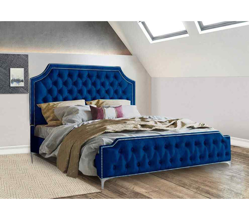 Upholstered Bed, Small Double (4'), Blue