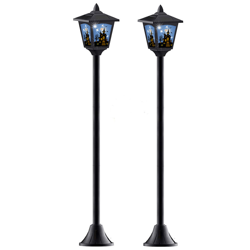 Ensemble de 2 autocollants de 40 po rétro à énergie solaire, lampadaire solaire pour allée de jardin pelouse Halloween