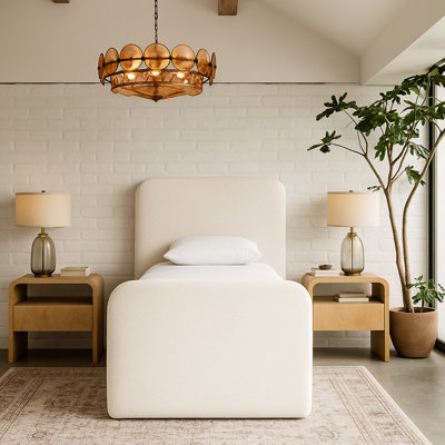 Fira Daliah Linen Textured Fabric Upholstered Bed
