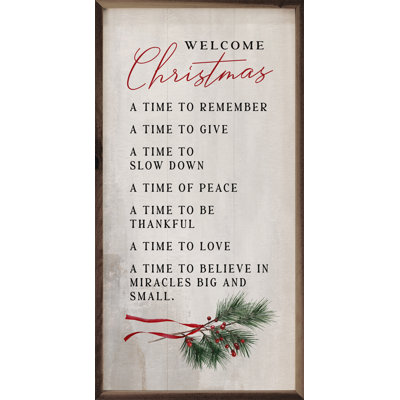 Welcome Christmas A Time Greenery Whitewash