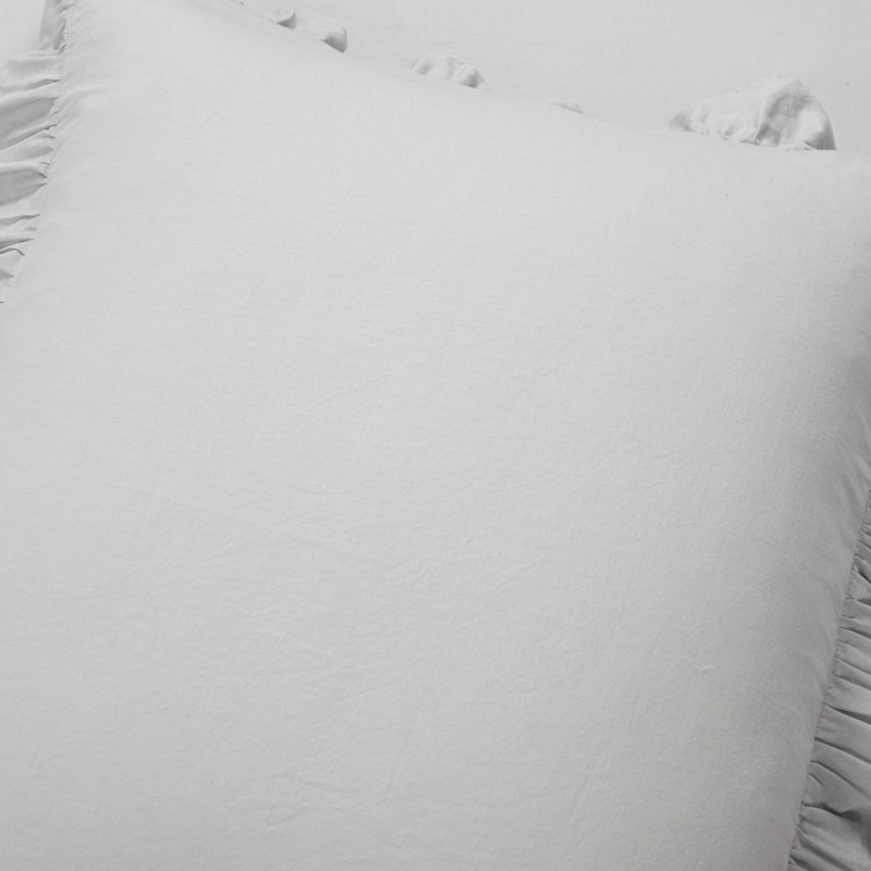 Cotton Duvet Cover Set, King Duvet Cover + 2 Shams, Light Gray