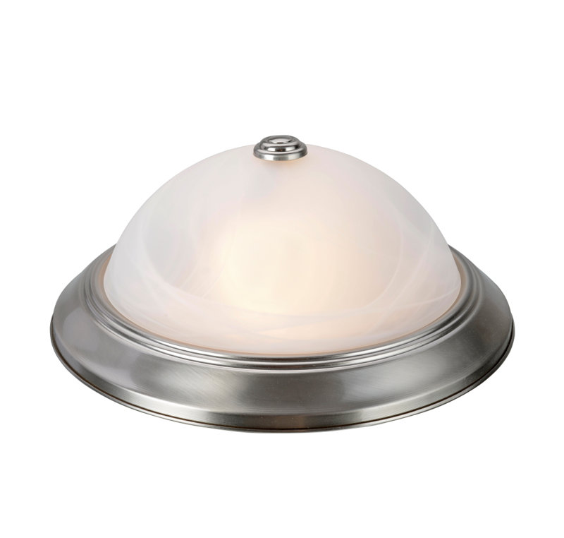 Herkimer Glass Flush Mount, 5.25" H x 13" W x 13" D, Brushed Nickel