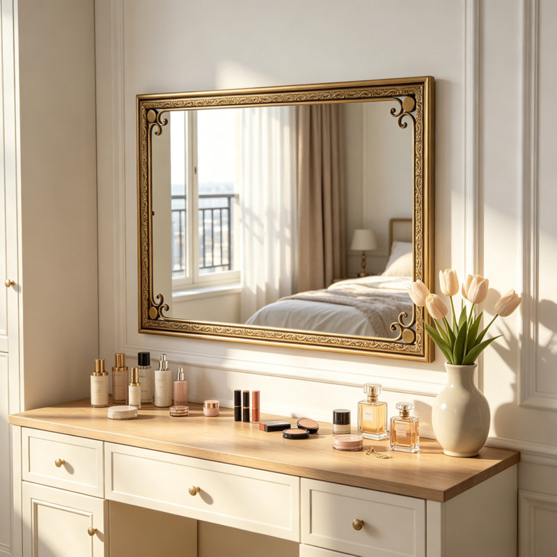 Miroir de salle de bain doré pour mur 24 "x 36" Miroir