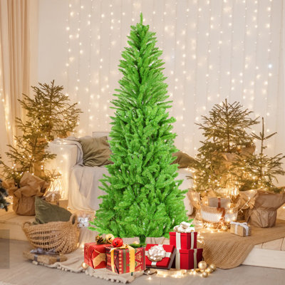 Élégants arbres de Noël au crayon, PVC vert, décor de Noël peu encombrant