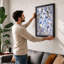 Blue Elephant in Gold Tropical 1 Piece Single Picture Frame Wall Art-136633136-136633140