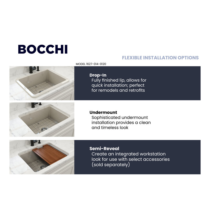 Sotto 24'' L Single Basin Kitchen Sink, Biscuit