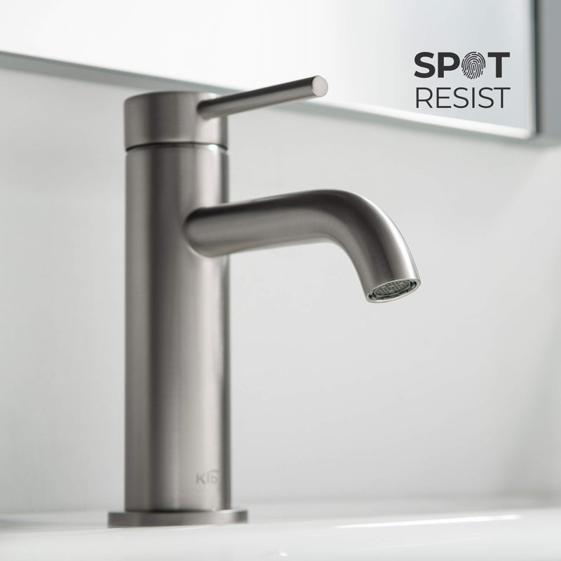 Circular Single-handle Bathroom Faucet, Brushed Nickel, Drain Assembly Included