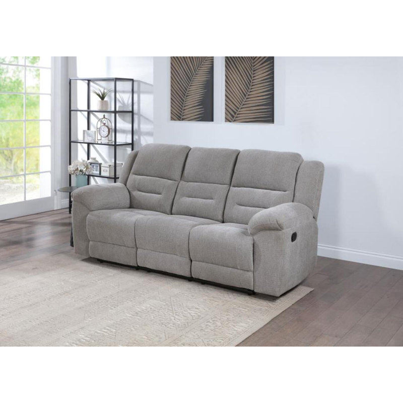 Rodden Chenille Upholstered Reclining Sofa Gray
