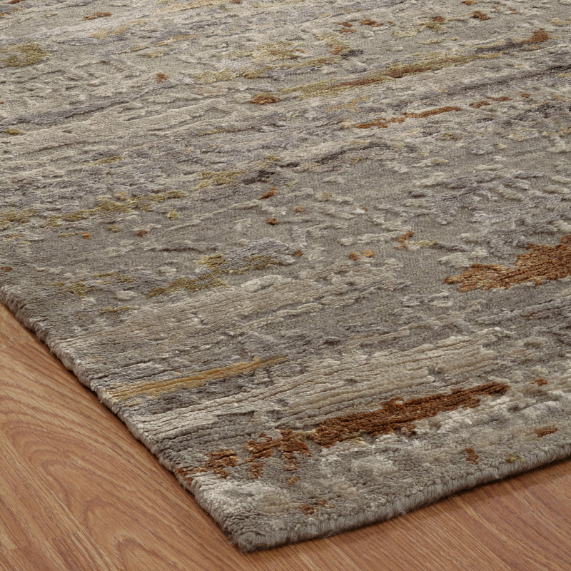 Hand Knotted Area Rug in Beige, Rectangle 10' x 14'