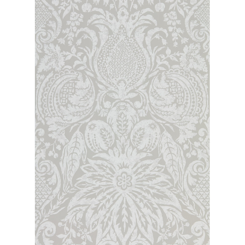 Mitford Damask Wallpaper, Platinum Gray
