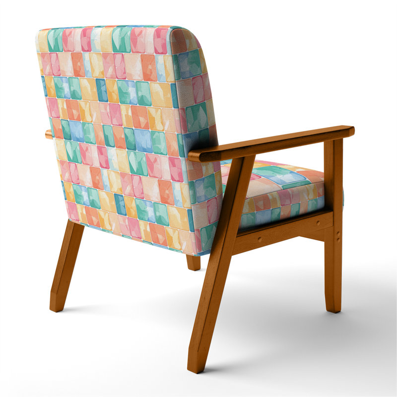 Chaise rembourrée French Country, Accoudoirs carrés bruns