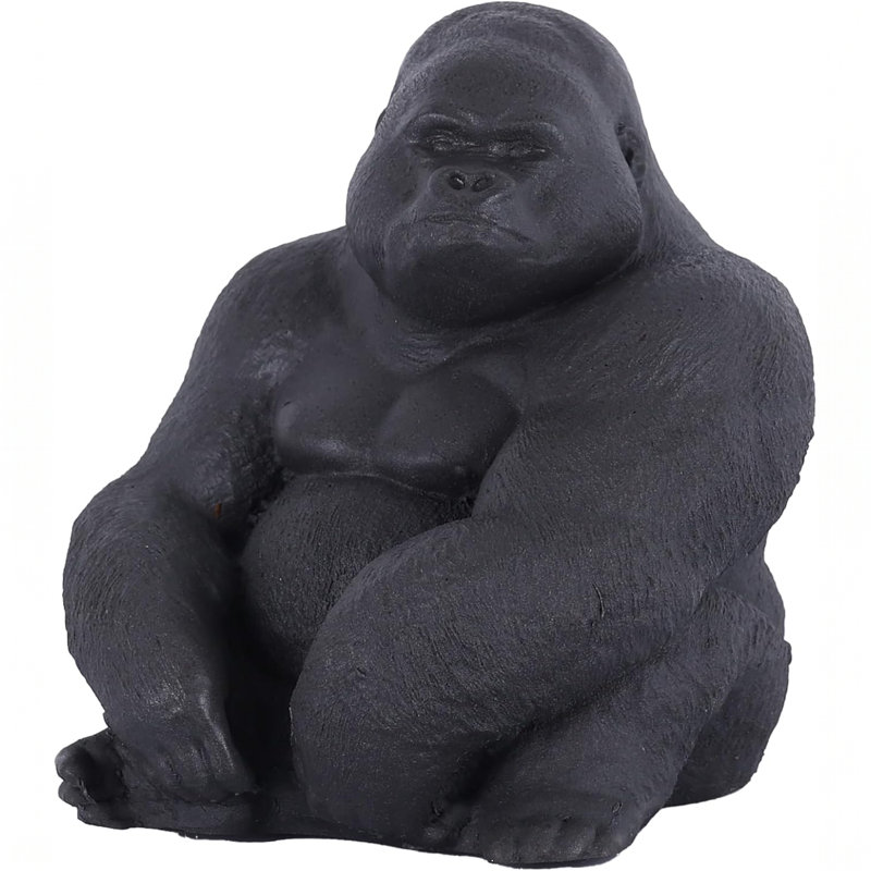 Gray Iron Seated Gorilla Indoor Sculpture