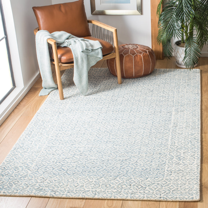 Tapis géométrique en laine / coton touffeté à la main Sandborn, Rectangle 5 pi x 8 pi