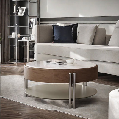Light luxury high sense round coffee table