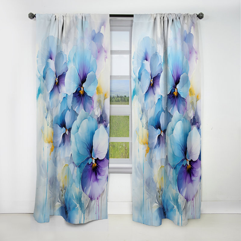Camanche - Pansies Floral Blackout Curtain - 1 Panels, L 52 po x L 108 po