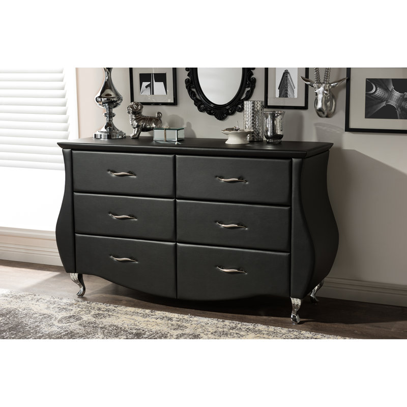 Commode double 6 tiroirs Lamprecht, Noir