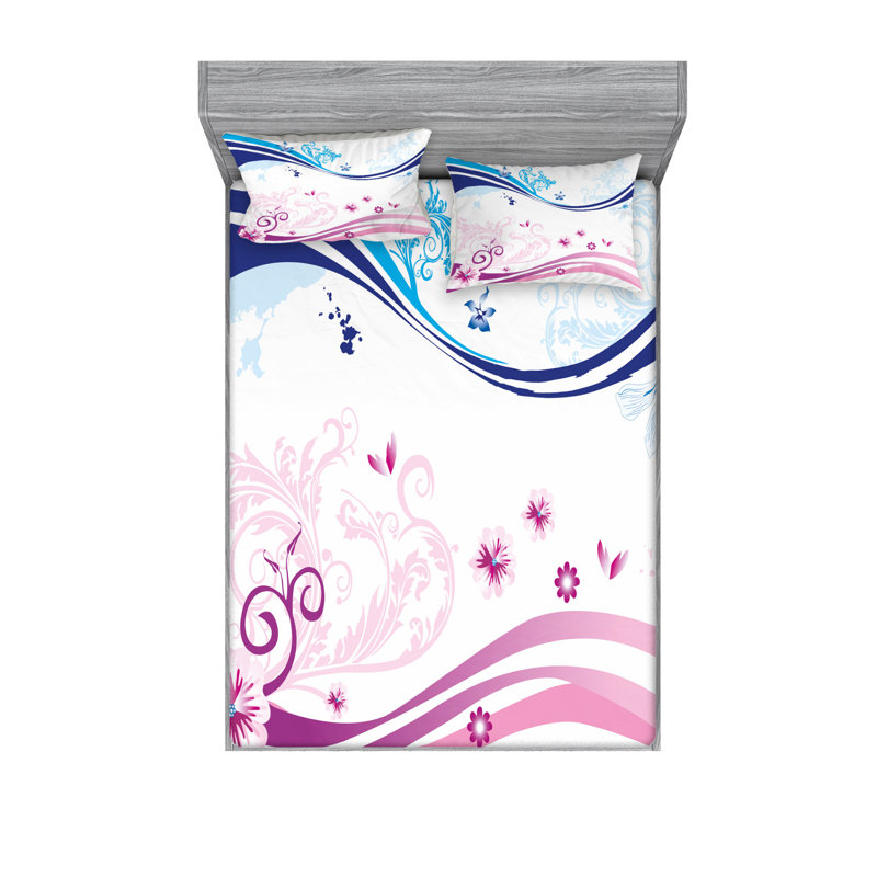 Ensemble de draps à motif floral, Ensemble de draps pour lit double avec un drap-hou
