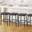 Ensemble de 4 tabourets de bar, tabourets de bar sans dossier, tabourets de bar noirs pour îlot de cuisine, tabourets de bar capitonnés en cuir PU avec base en métal-1816980772
