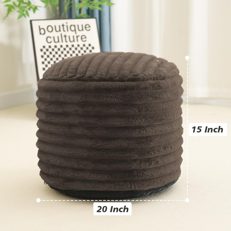Brown Faux Fur Pouf Ottoman