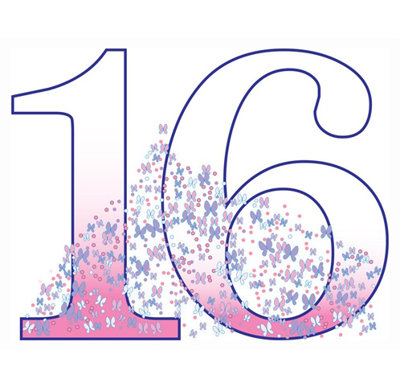 Numéro 16 en carton taille réelle