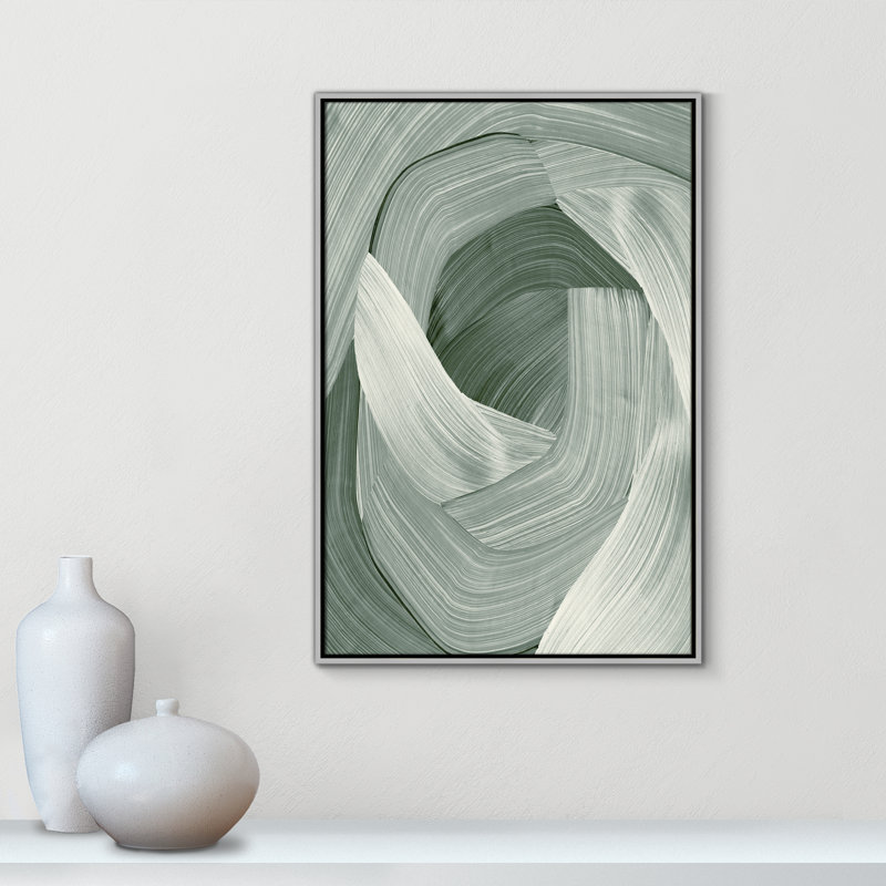 «Wyn Enriched Emerald - Floater Frame», reproduction d'impression sur toile, Argent argent, H 37,5 po x l 25,5 po