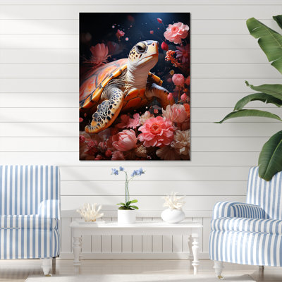Tortue romantique sur toile