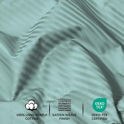 Ensemble de literie rayé en satin 500 fils/cm² (taille Queen), 4 pièces, draps de lit doux et respirants 100 % coton avec poches profondes de 45 cm, draps de matelas de luxe pour hôtels et complexes hôteliers.